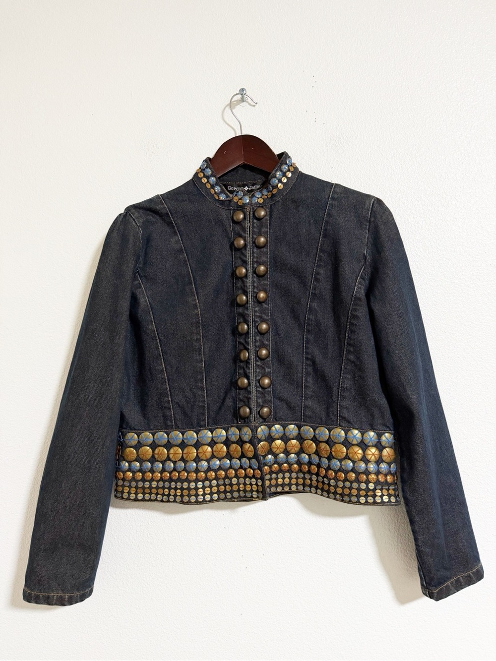 Gordon James Medallion Studded Crop Jean Jacket Size M